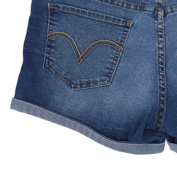Levis Shorts Womens 7 Blue Mid Rise Stretch Pocket Cuffed Casual Denim - Picture 11 of 12